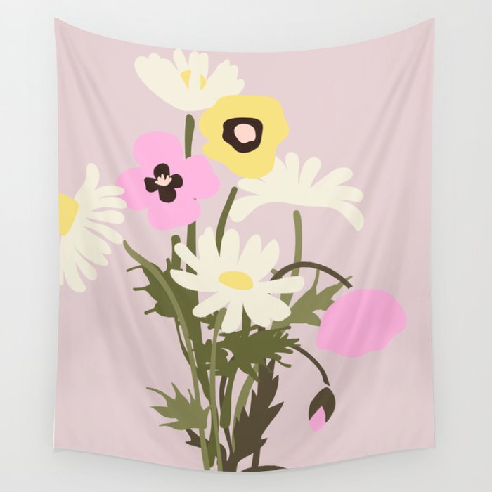 Flower market, Bern, Abstract botanical art Wall Tapestry Gallery Image 1