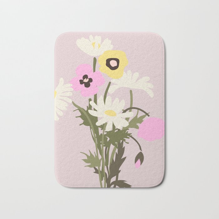 Flower market, Bern, Abstract botanical art Bath Mat Gallery Image 1