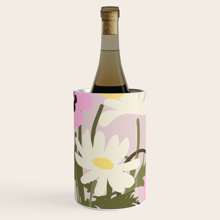 Flower market, Bern, Abstract botanical art Wine Chiller