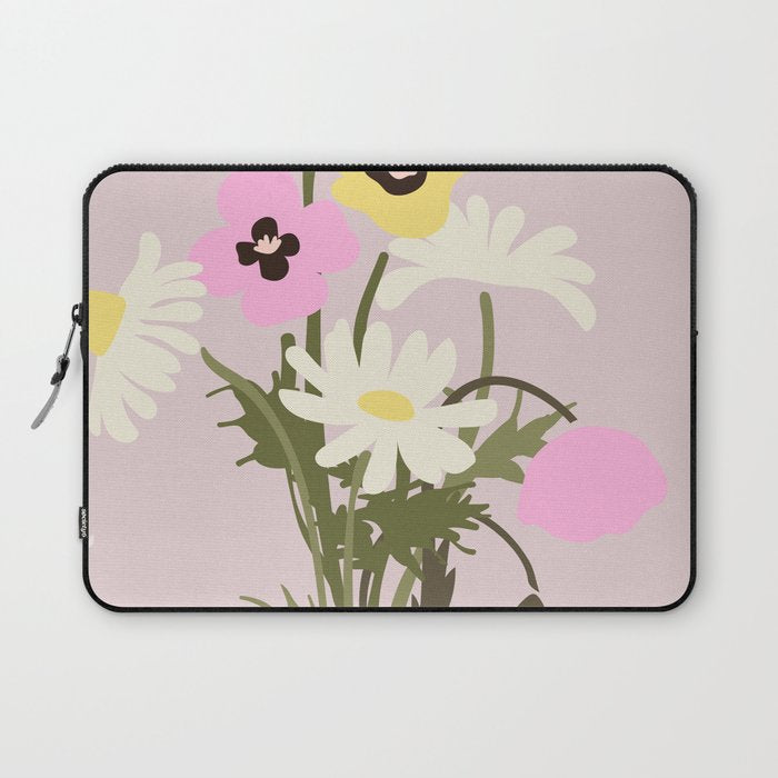 Flower market, Bern, Abstract botanical art Laptop Sleeve Gallery Image 1