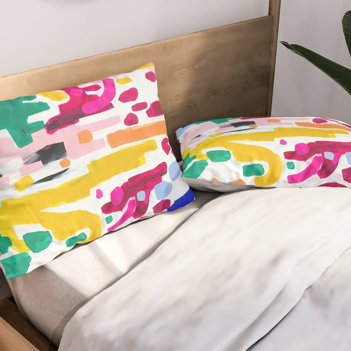 Candy In The Milky Way Galaxy Original Painting by Ejaaz Haniff Acrylic Painting Abstract Art Shapes Pattern Fun Colorful Shapes Pillow Sham Gallery Image 2