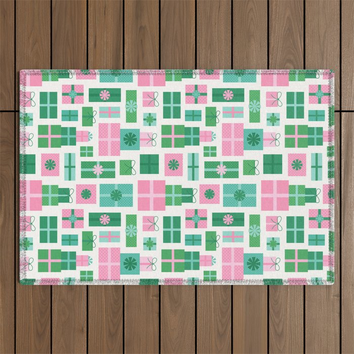 Oh What Fun - Pink and Green Outdoor Rug Gallery Image 1