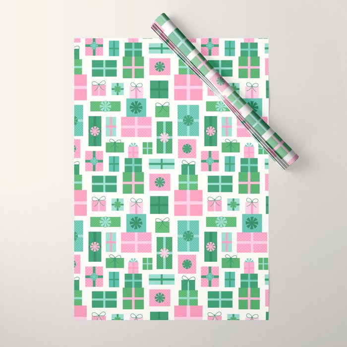 Oh What Fun - Pink and Green Wrapping Paper Gallery Image 1