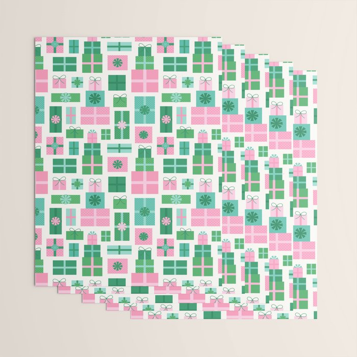 Oh What Fun - Pink and Green Wrapping Paper Gallery Image 3