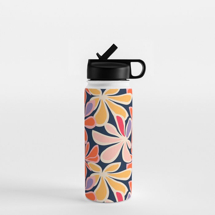 Abstract vintage flower art pattern Water Bottle Gallery Image 1