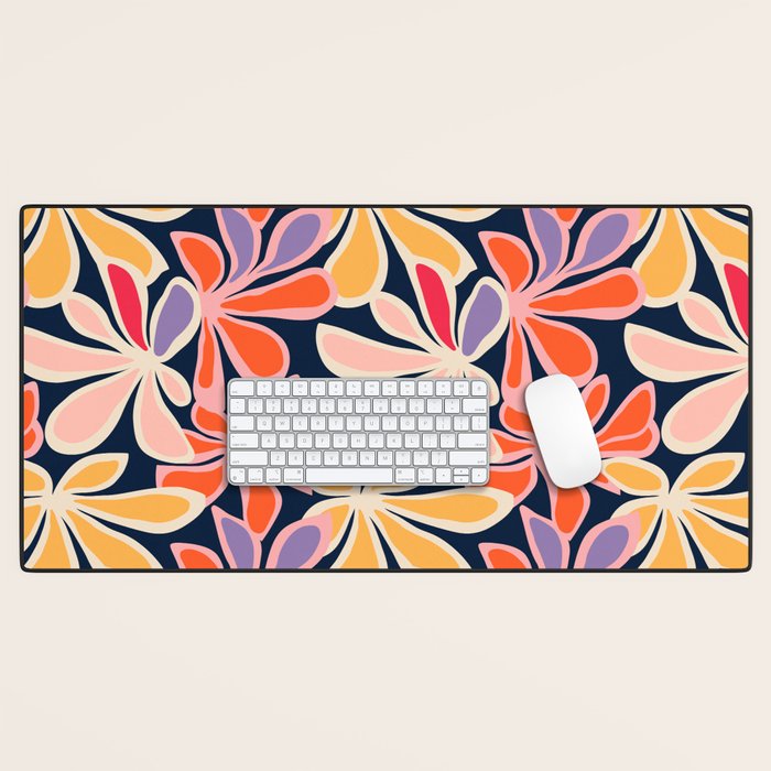 Abstract vintage flower art pattern Desk Mat Gallery Image 1