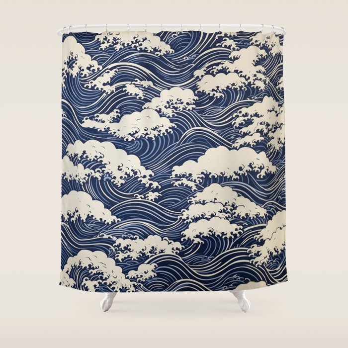 Endless Kanagawa Waves Shower Curtain Gallery Image 1