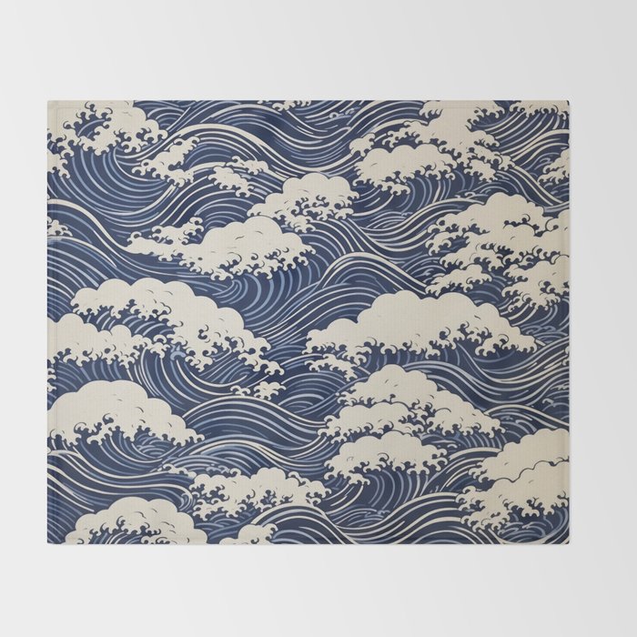 Endless Kanagawa Waves Throw Blanket Gallery Image 2