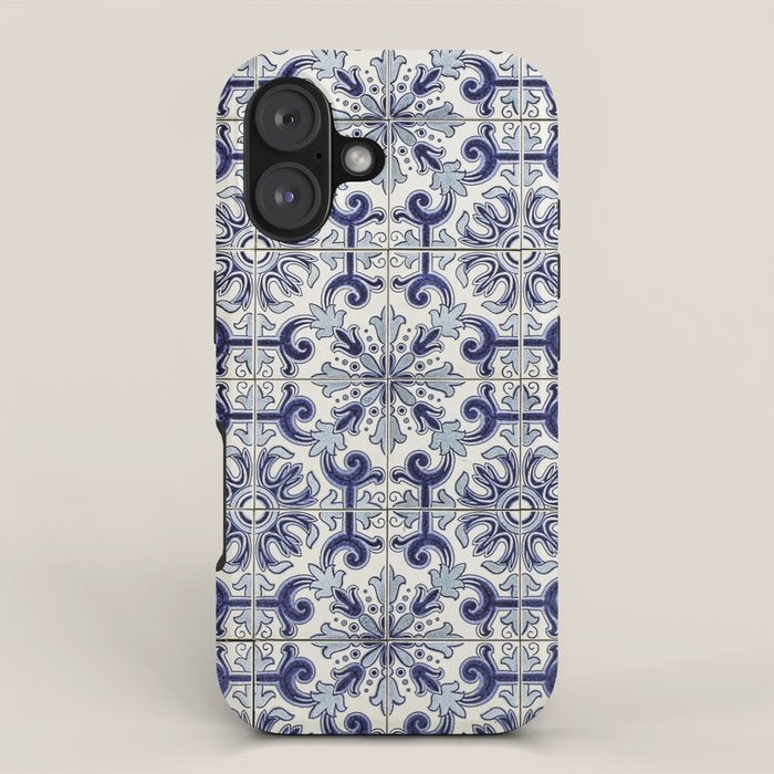Portuguese tiles pattern blue iPhone Case Gallery Image 1