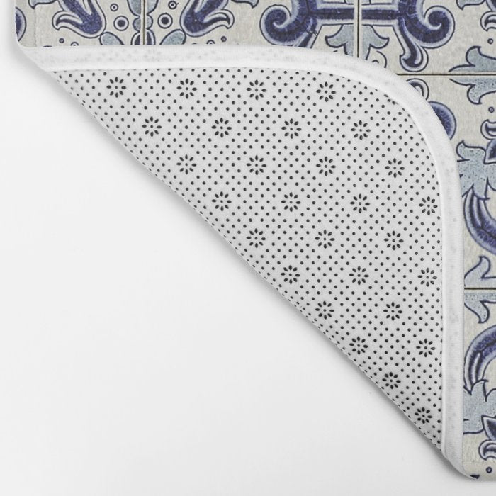 Portuguese tiles pattern blue Bath Mat Gallery Image 2