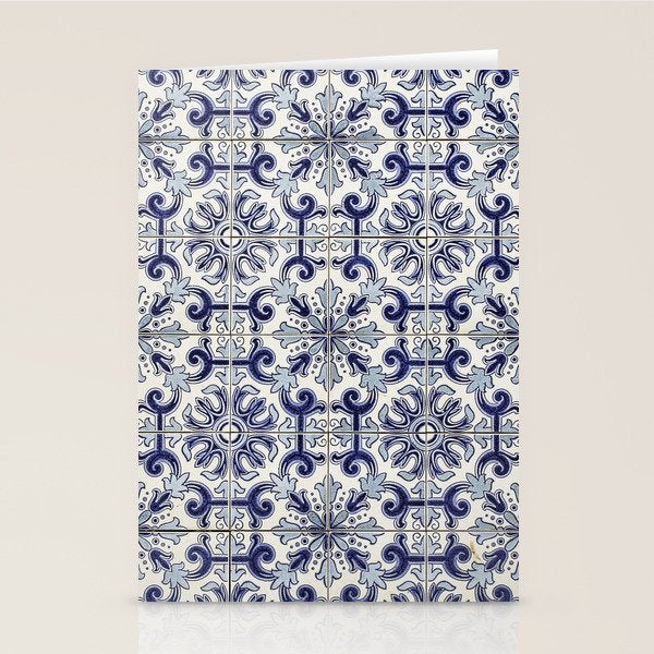 Portuguese tiles pattern blue Stationery Card Gallery Image 2