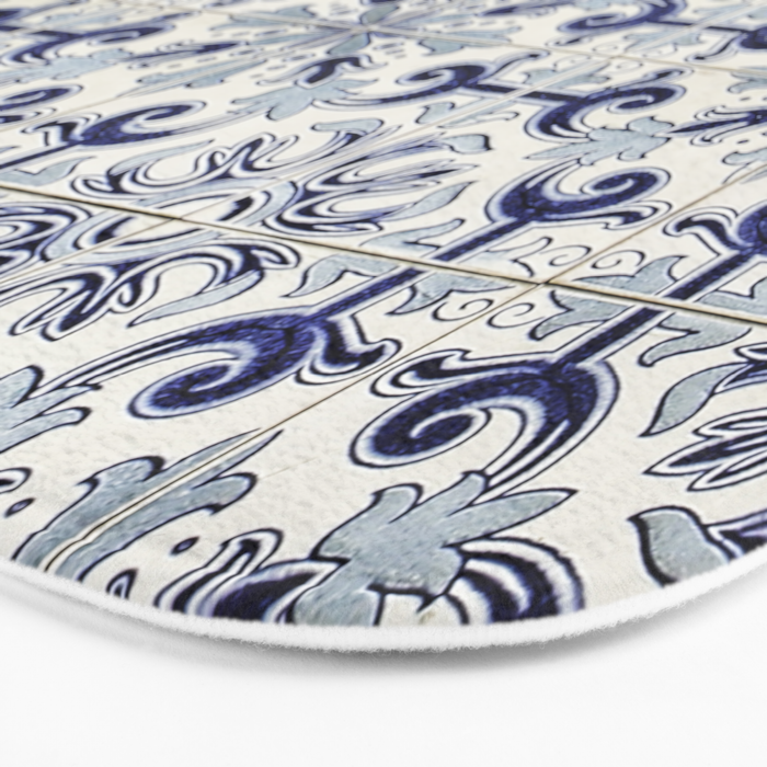 Portuguese tiles pattern blue Bath Mat Gallery Image 3