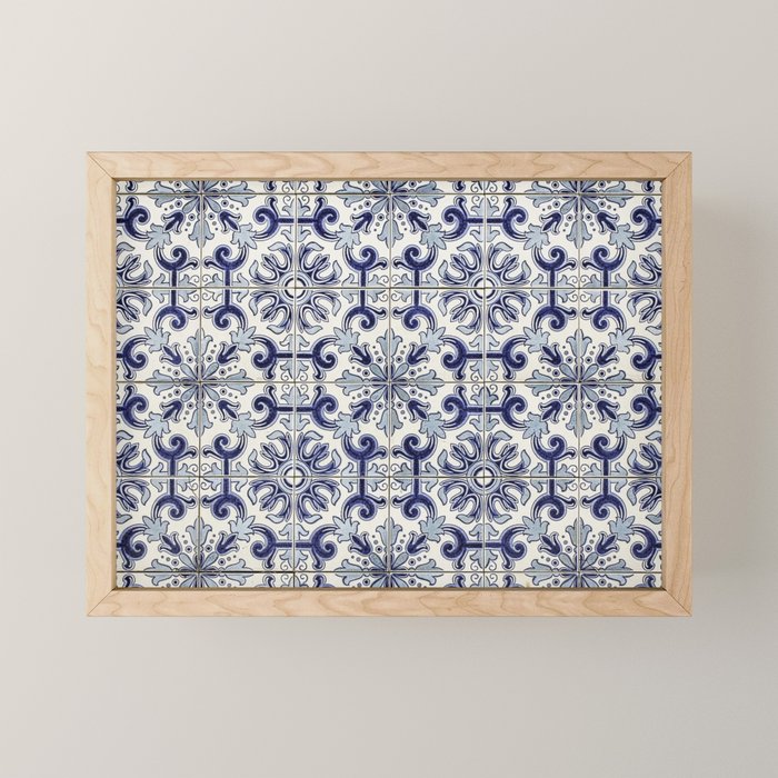 Portuguese tiles pattern blue Mini Art Print Gallery Image 1