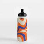 Bold and Groovy Retro Liquid Swirl Abstract Pattern Orange Cobalt Water Bottle Gallery Image 2