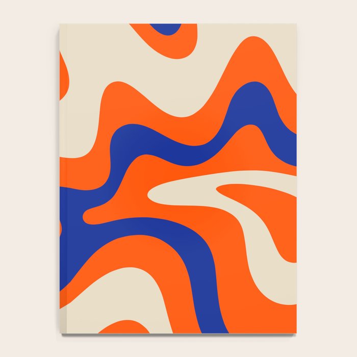 Bold and Groovy Retro Liquid Swirl Abstract Pattern Orange Cobalt Notebook Gallery Image 4