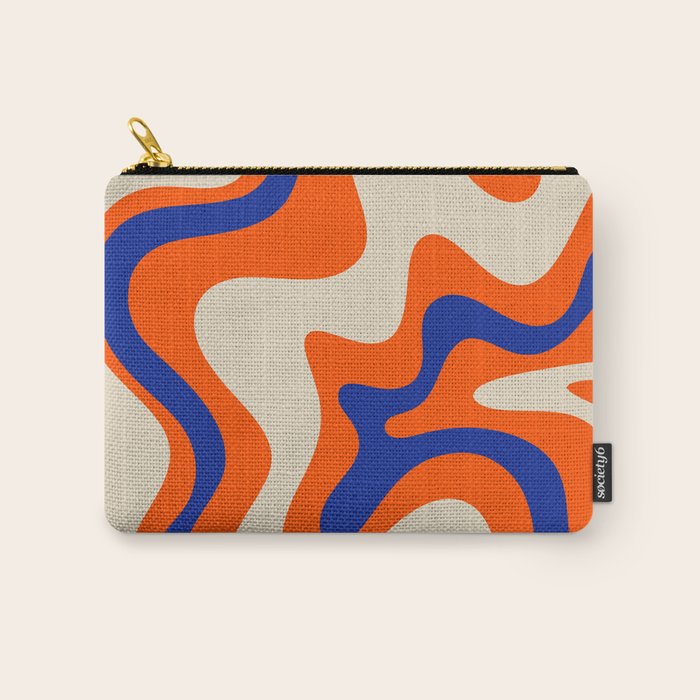 Bold and Groovy Retro Liquid Swirl Abstract Pattern Orange Cobalt Carry All Pouch Gallery Image 1