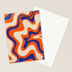 Bold and Groovy Retro Liquid Swirl Abstract Pattern Orange Cobalt Stationery Card Gallery Image 2