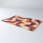 Bold and Groovy Retro Liquid Swirl Abstract Pattern Orange Cobalt Rug Gallery Image 3