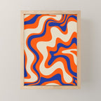 Bold and Groovy Retro Liquid Swirl Abstract Pattern Orange Cobalt Mini Art Print Gallery Image 1