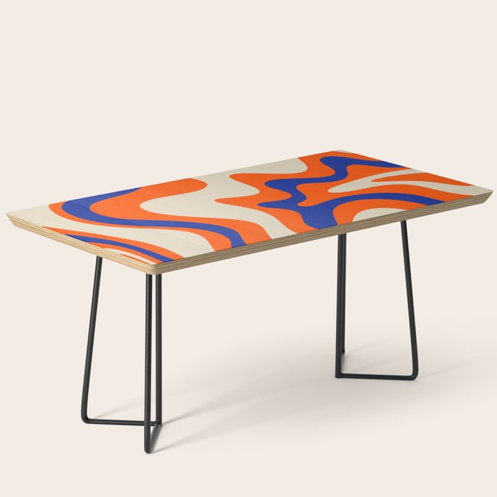 Bold and Groovy Retro Liquid Swirl Abstract Pattern Orange Cobalt Coffee Table Gallery Image 1