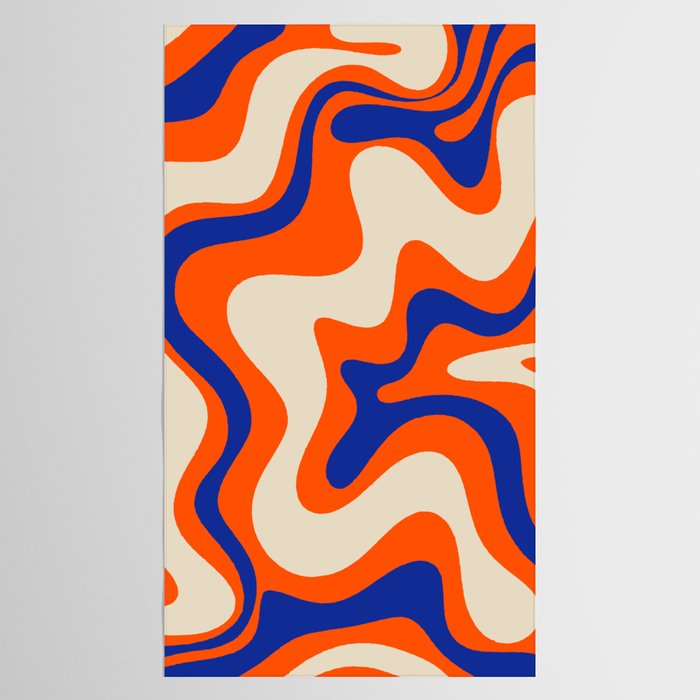 Bold and Groovy Retro Liquid Swirl Abstract Pattern Orange Cobalt Tablecloth Gallery Image 2