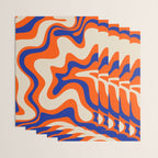 Bold and Groovy Retro Liquid Swirl Abstract Pattern Orange Cobalt Wrapping Paper Gallery Image 3