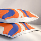 Bold and Groovy Retro Liquid Swirl Abstract Pattern Orange Cobalt Pillow Sham Gallery Image 3