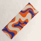 Bold and Groovy Retro Liquid Swirl Abstract Pattern Orange Cobalt Yoga Mat Gallery Image 1