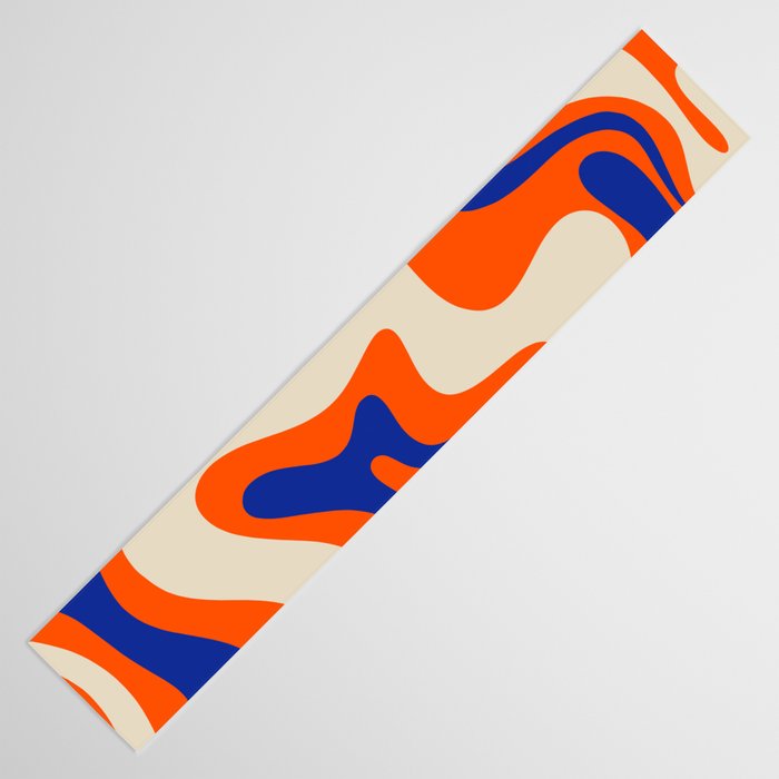 Bold and Groovy Retro Liquid Swirl Abstract Pattern Orange Cobalt Table Runner Gallery Image 3