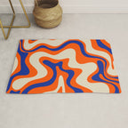 Bold and Groovy Retro Liquid Swirl Abstract Pattern Orange Cobalt Rug Gallery Image 1