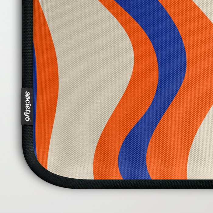 Bold and Groovy Retro Liquid Swirl Abstract Pattern Orange Cobalt Laptop Sleeve Gallery Image 3