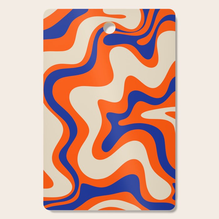 Bold and Groovy Retro Liquid Swirl Abstract Pattern Orange Cobalt Cutting Board Gallery Image 1