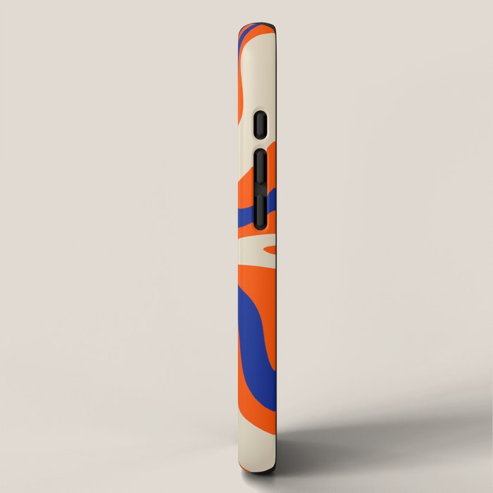 Bold and Groovy Retro Liquid Swirl Abstract Pattern Orange Cobalt iPhone Case Gallery Image 2