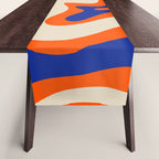 Bold and Groovy Retro Liquid Swirl Abstract Pattern Orange Cobalt Table Runner Gallery Image 1