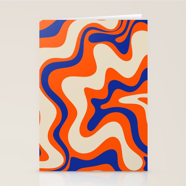 Bold and Groovy Retro Liquid Swirl Abstract Pattern Orange Cobalt Stationery Card Gallery Image 1