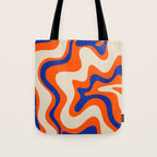 Bold and Groovy Retro Liquid Swirl Abstract Pattern Orange Cobalt Tote Bag Gallery Image 1