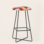 Bold and Groovy Retro Liquid Swirl Abstract Pattern Orange Cobalt Stool Gallery Image 1