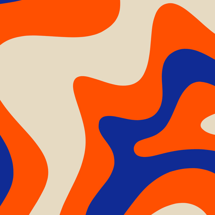 Bold and Groovy Retro Liquid Swirl Abstract Pattern Orange Cobalt Coffee Mug Gallery Image 2