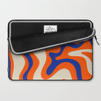 Bold and Groovy Retro Liquid Swirl Abstract Pattern Orange Cobalt Laptop Sleeve Gallery Image 2