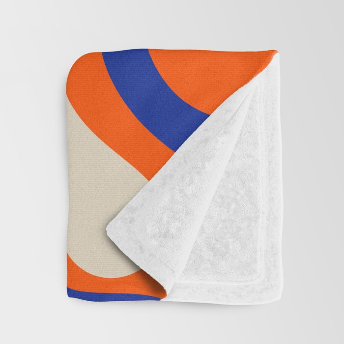 Bold and Groovy Retro Liquid Swirl Abstract Pattern Orange Cobalt Throw Blanket Gallery Image 3