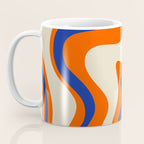Bold and Groovy Retro Liquid Swirl Abstract Pattern Orange Cobalt Coffee Mug Gallery Image 3