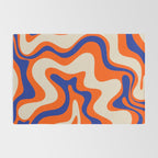 Bold and Groovy Retro Liquid Swirl Abstract Pattern Orange Cobalt Rug Gallery Image 2