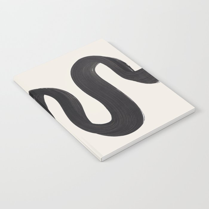Minimalist Abstract Art Smoke Genie In The Lamp Mythical Magical Ink Art Black & White Notebook Gallery Image 2