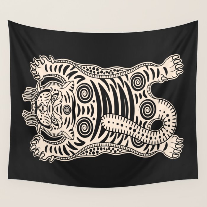King Of The Jungle 04: Black & White Tiger Edition Wall Tapestry Gallery Image 4