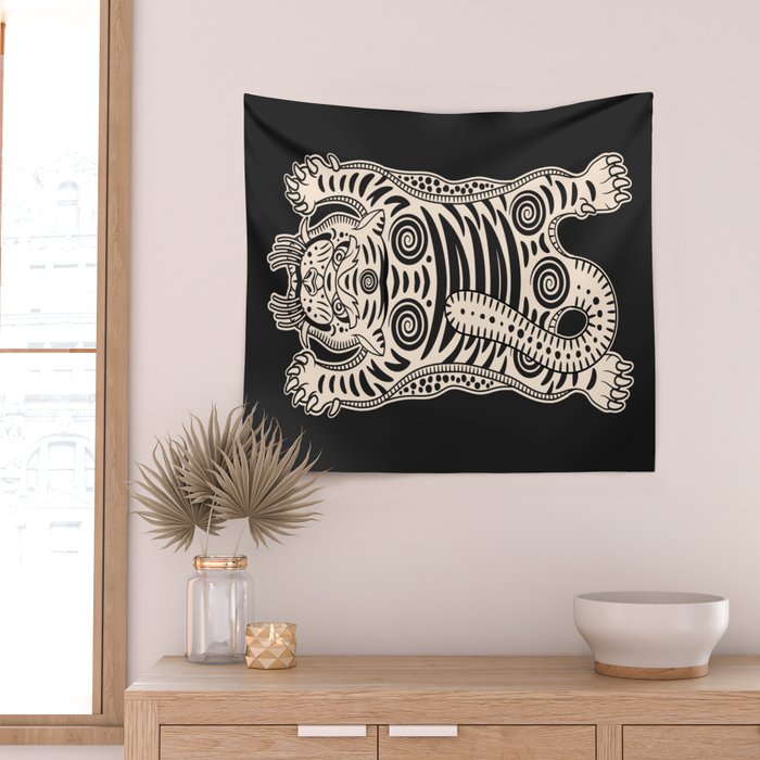 King Of The Jungle 04: Black & White Tiger Edition Wall Tapestry Gallery Image 2