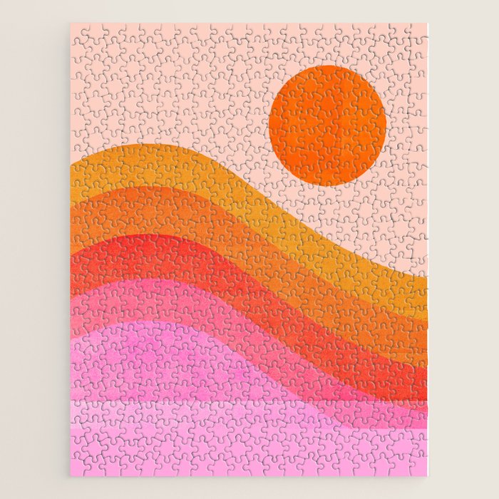 Abstraction_SUNSET_OCEAN_COLOR_POP_ART_Minimalism_009D Jigsaw Puzzle Gallery Image 1