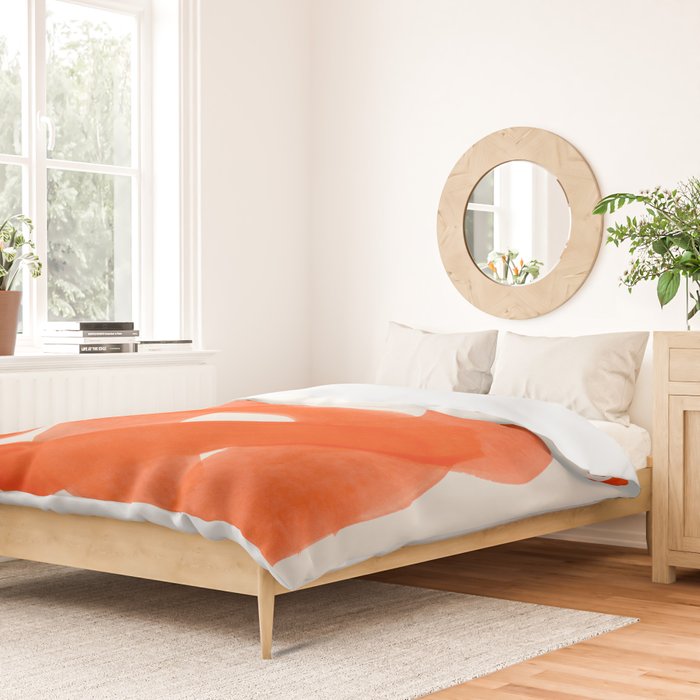 Mid Century Modern Abstract Painting Orange Watercolor Brush Strokes Duvet Cover Gallery Image 2