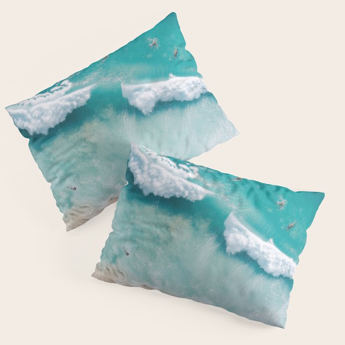Surfers in Blue Waves Pillow Sham Gallery Image 3