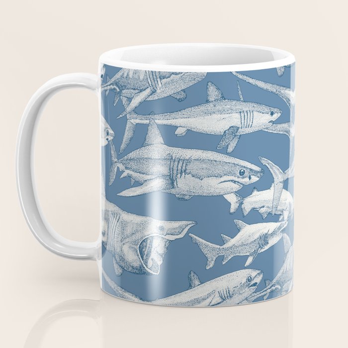 just sharks cobalt denim Coffee Mug Gallery Image 3