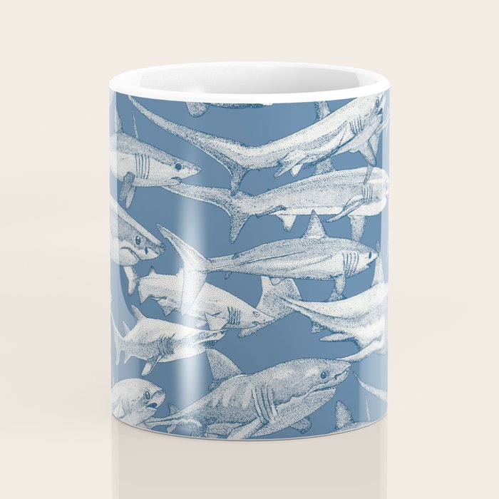 just sharks cobalt denim Coffee Mug Gallery Image 4
